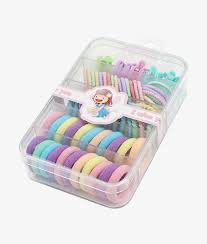 Colorful Kids Hair Accessory Set: Cute Clips, Bands & Scrunchies in a Macaron Box